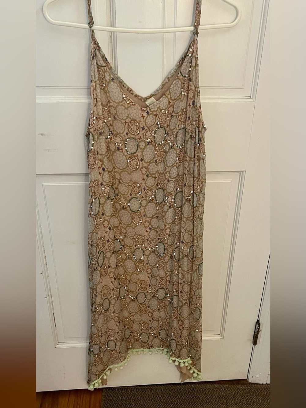 RAGA Beige Sequin Embellished Slip Midi Dress